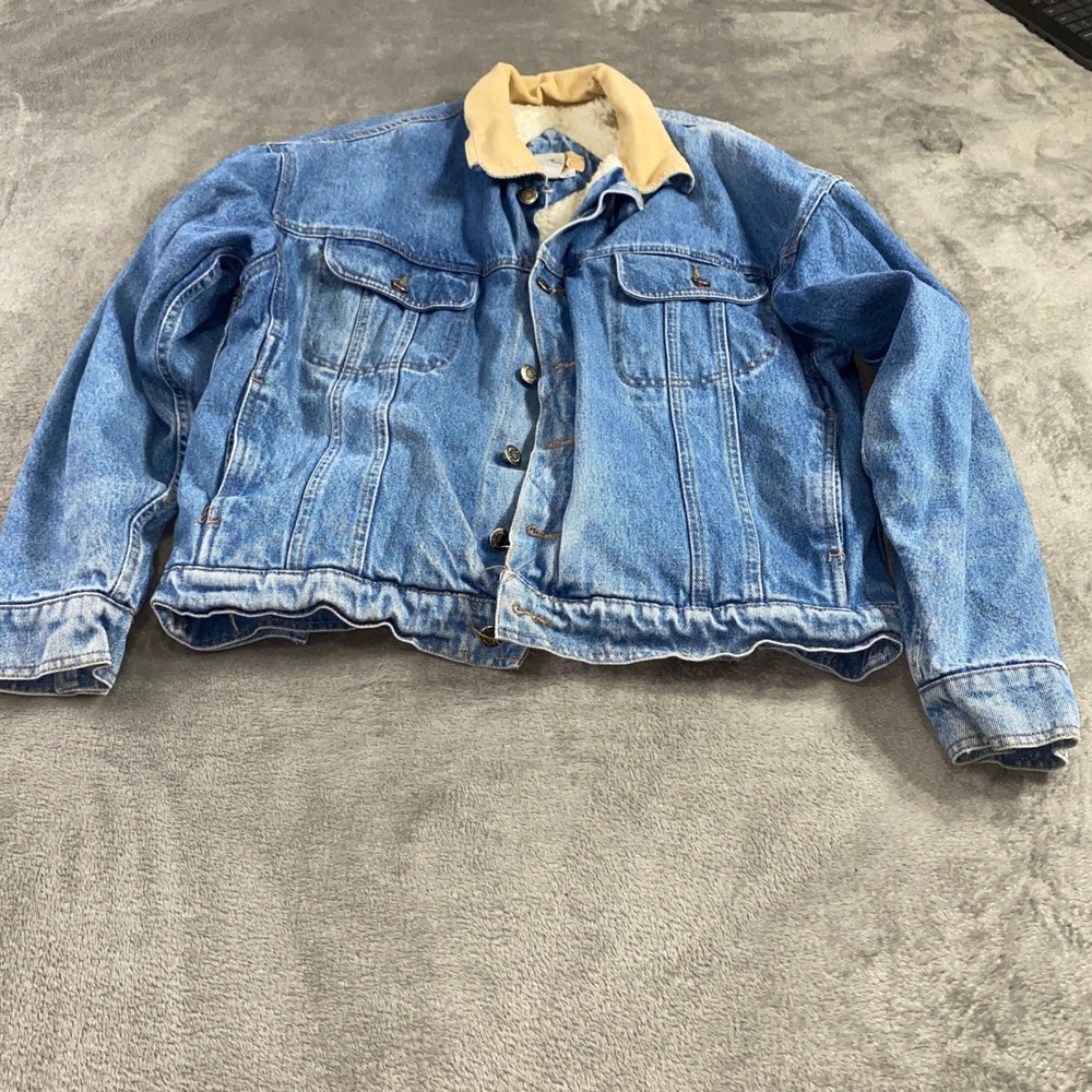 Wrangler Denim Jacket Mens M Blue Hero Sherpa Lined Corduroy Collar Trucker